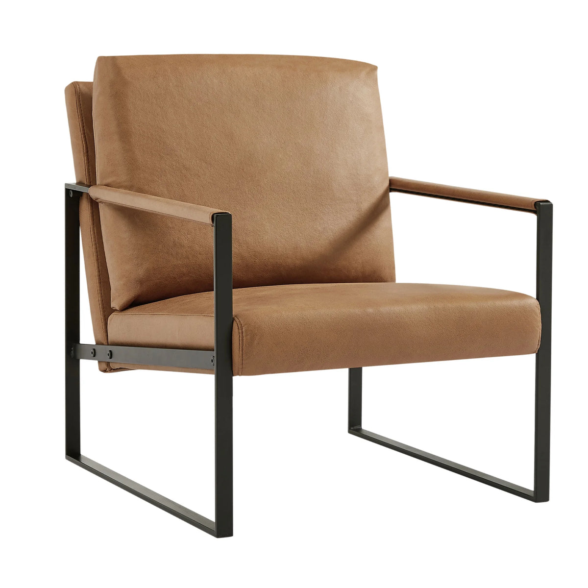 Camel PVC Leather Accent Chair with Metal Frame X13316