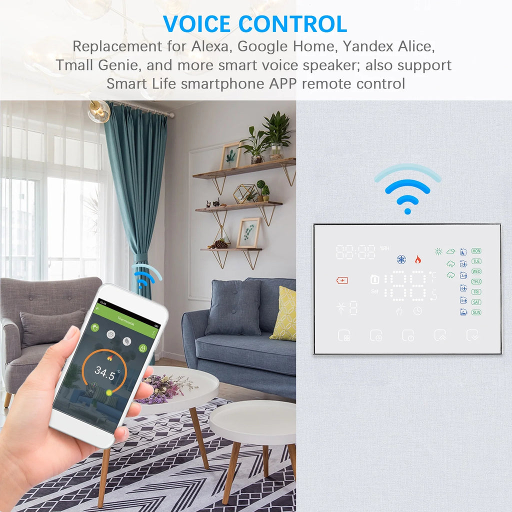 WiFi-Enabled Smart Digital Thermostat with LED Touchscreen V387