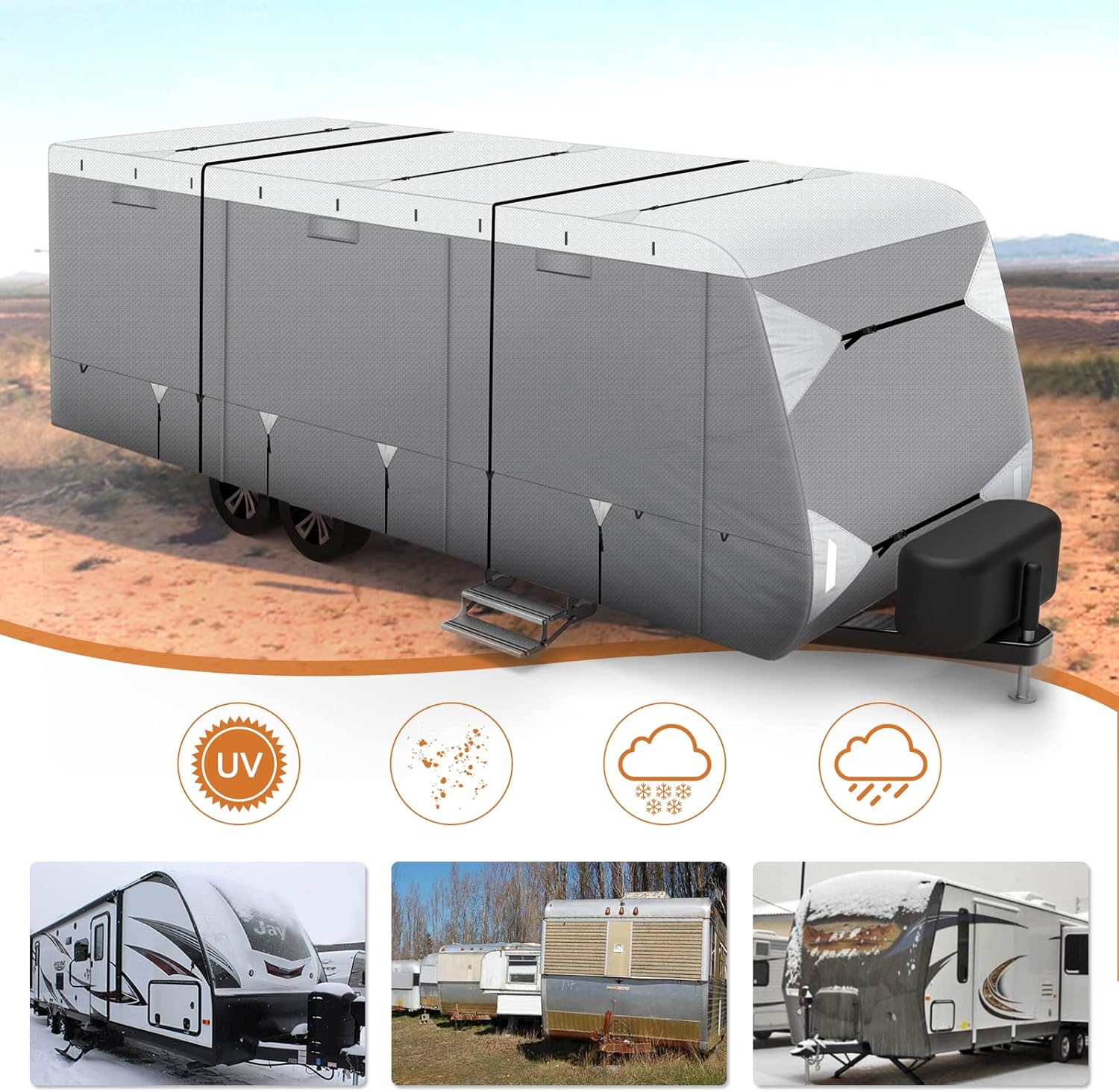 Waterproof Travel Trailer RV Cover with Cotton Lining R90046