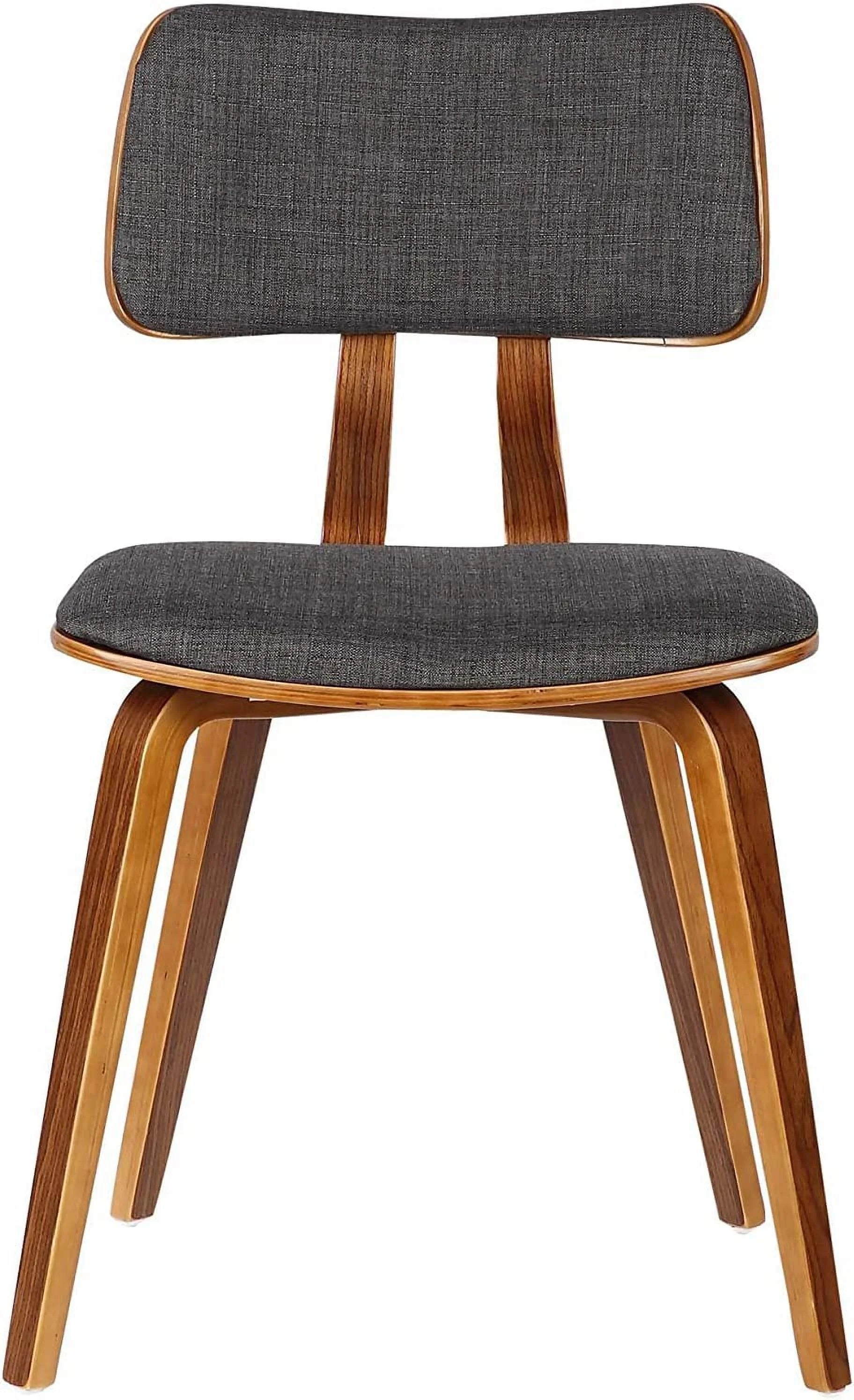 Walnut Wood & Charcoal Fabric Mid-Century Dining Chair F9265