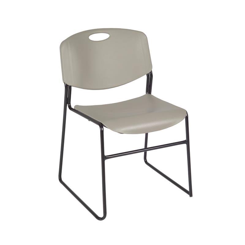 Grey Round Breakroom Table & 4 Stack Chairs I554