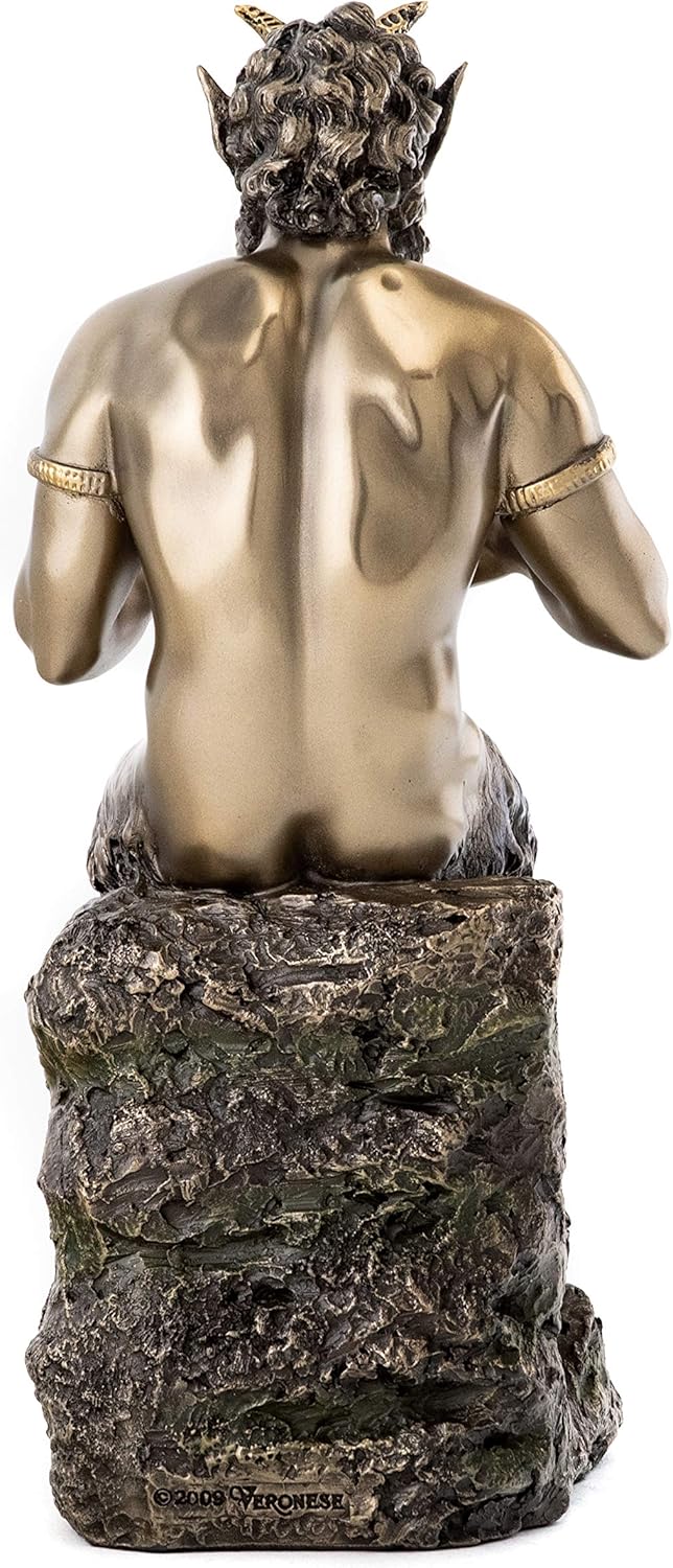 Pan the Faun Statue, 9.5-Inch Cold Cast Bronze Figurine A2982