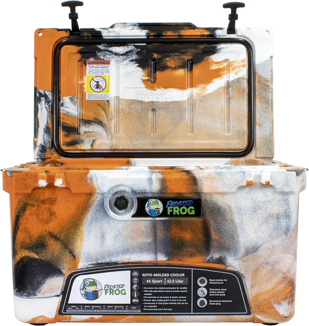 Orange White and Black Camo 45 Quart Insulated Cooler Z483568