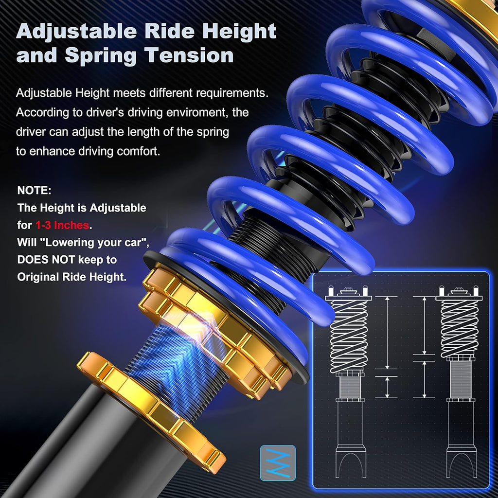 Set of 4 Adjustable Height Coilovers Struts Shock Absorber Assembly I54399