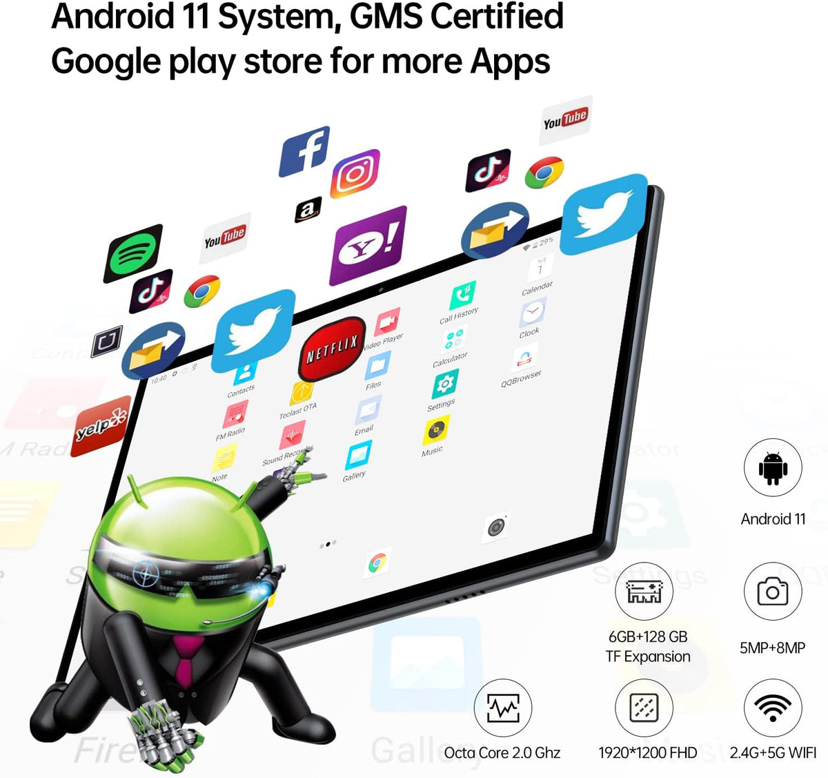 10 inch Android 11 Tablet, 6GB RAM 128GB ROM, Octa Core I978851