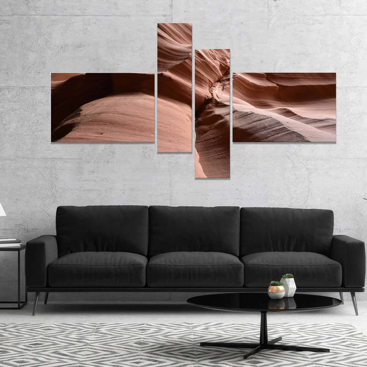 Dark Upper Antelope Canyon Landscape Photography Canvas Print 60 in. wide x 32 in. high 5 panels C123716