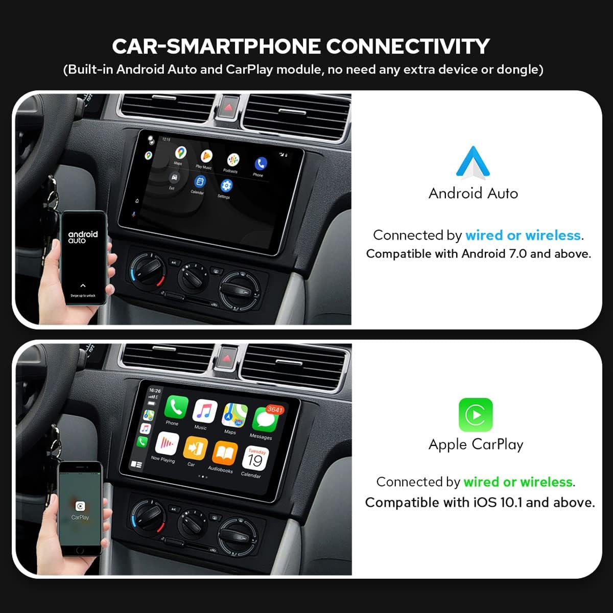 8 Inch Single Din Android Car Stereo with CarPlay and Android Auto Q8394