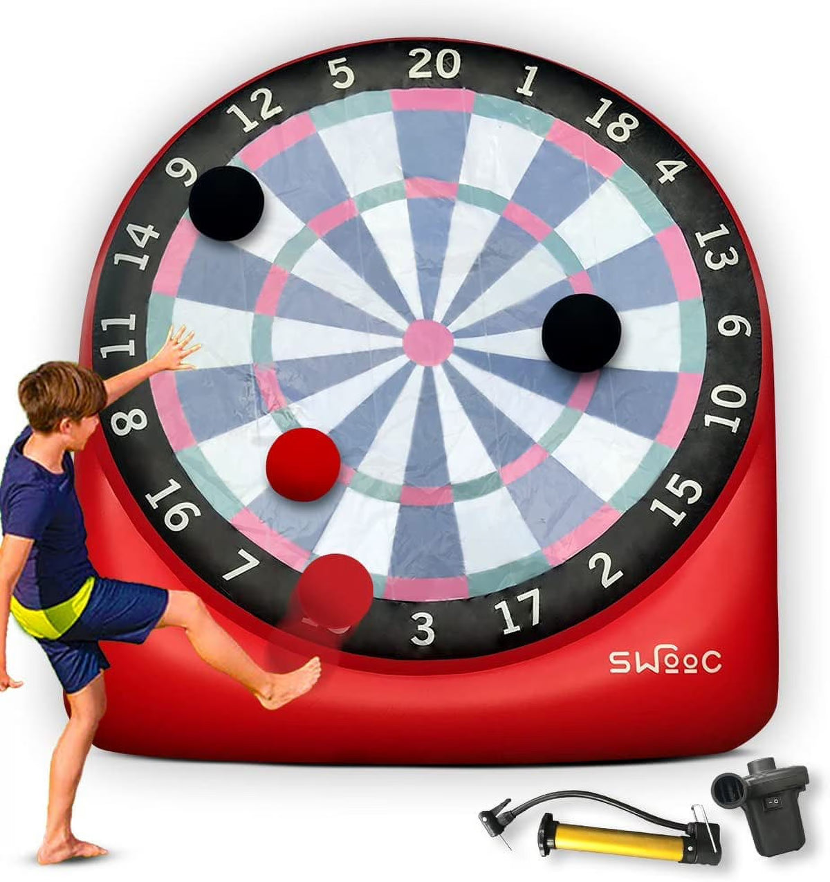 Giant Inflatable Outdoor Dartboard with Soccer Balls, Air Pump & Score Card J78993