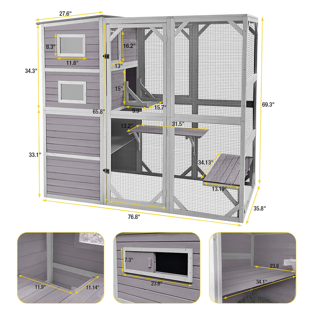 70''H 4 Tiers Outdoor Cat Cage B642296
