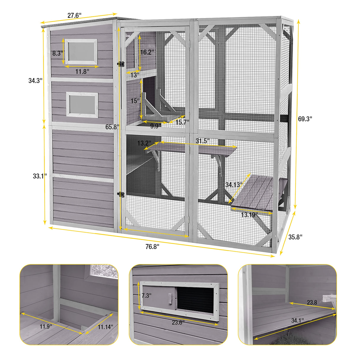 70''H 4 Tiers Outdoor Cat Cage B642296