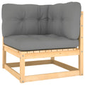 Patio Corner Sofa with Gray Cushions Pinewood Outdoor Sofa W392