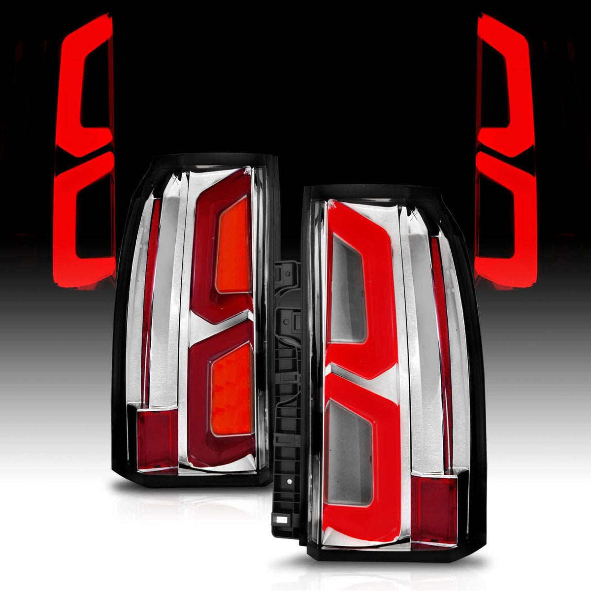 Full LED Dual Light Bar Black Replacement Taillights Assembly Pair Y977633