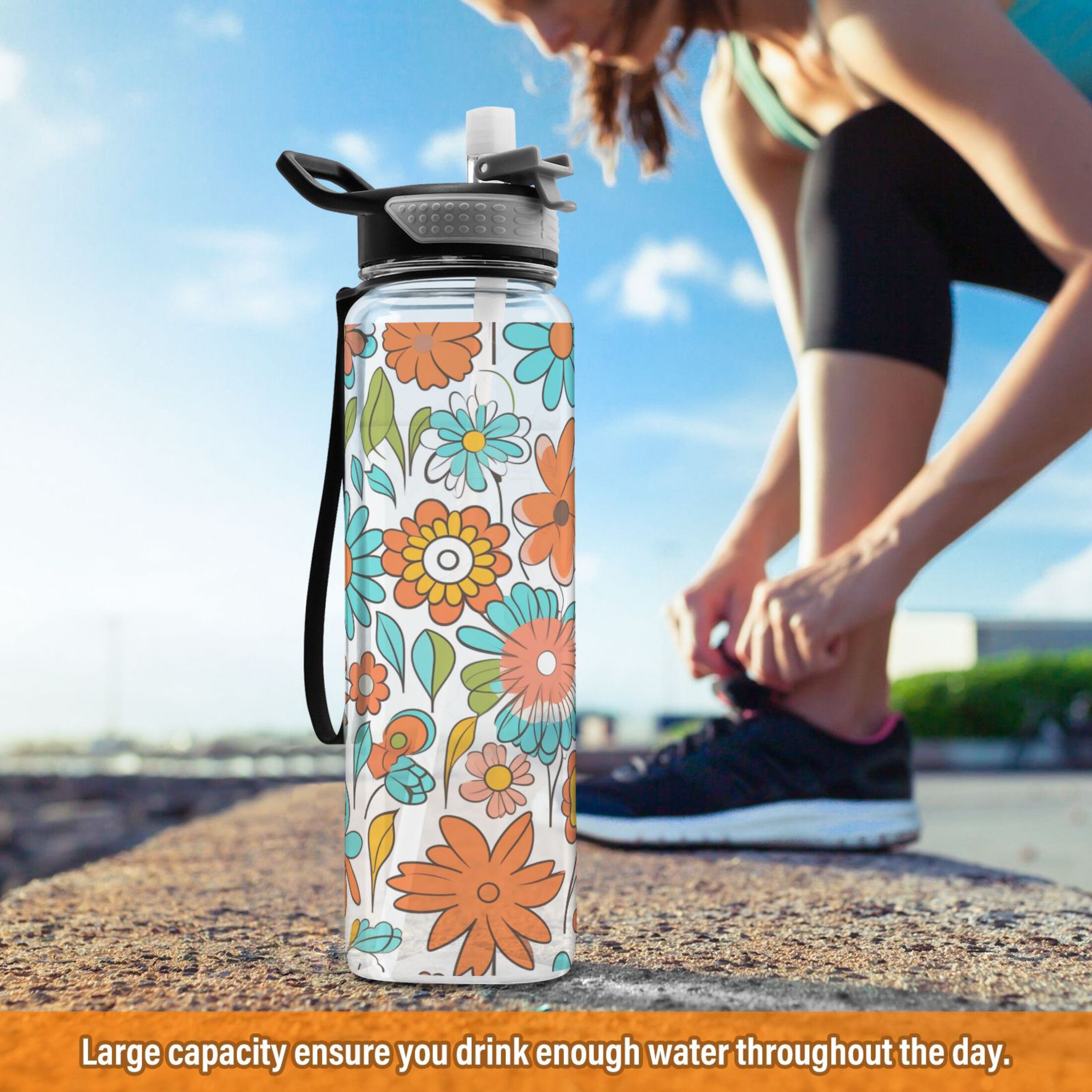 Clear 32oz Tritan Water Bottle with Straw X92412
