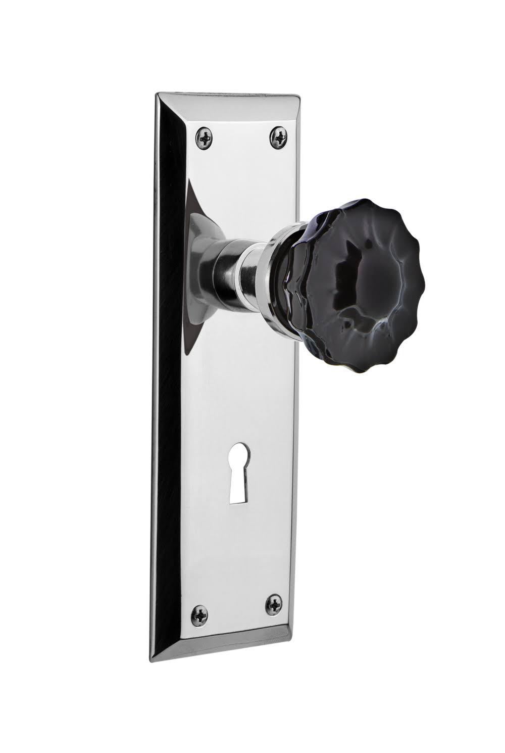 Bright Chrome Double Dummy Glass Door Knob with Keyhole K24247