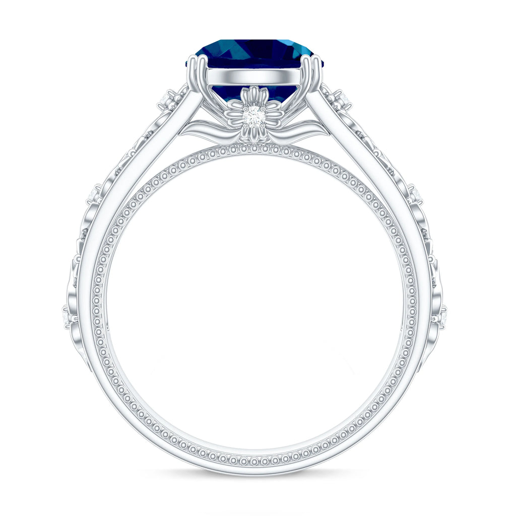 London Blue Topaz and Diamond Engagement Ring, 10K White Gold Z700075