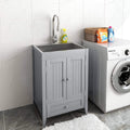 24-Inch Laundry Cabinet with Sink Grey Cabinet with Drawer Stainless Steel Sink Faucet Combo C73880