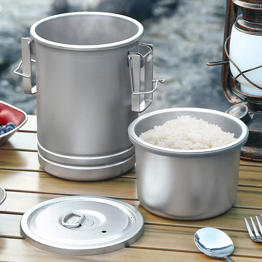 Large Capacity Stainless Steel Camping Cooking Pot with Removable Handle T3016