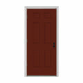 32 in. x 80 in. 6-Panel Red Painted Steel Prehung Right-Hand Outswing Front Door with Brickmould B80219