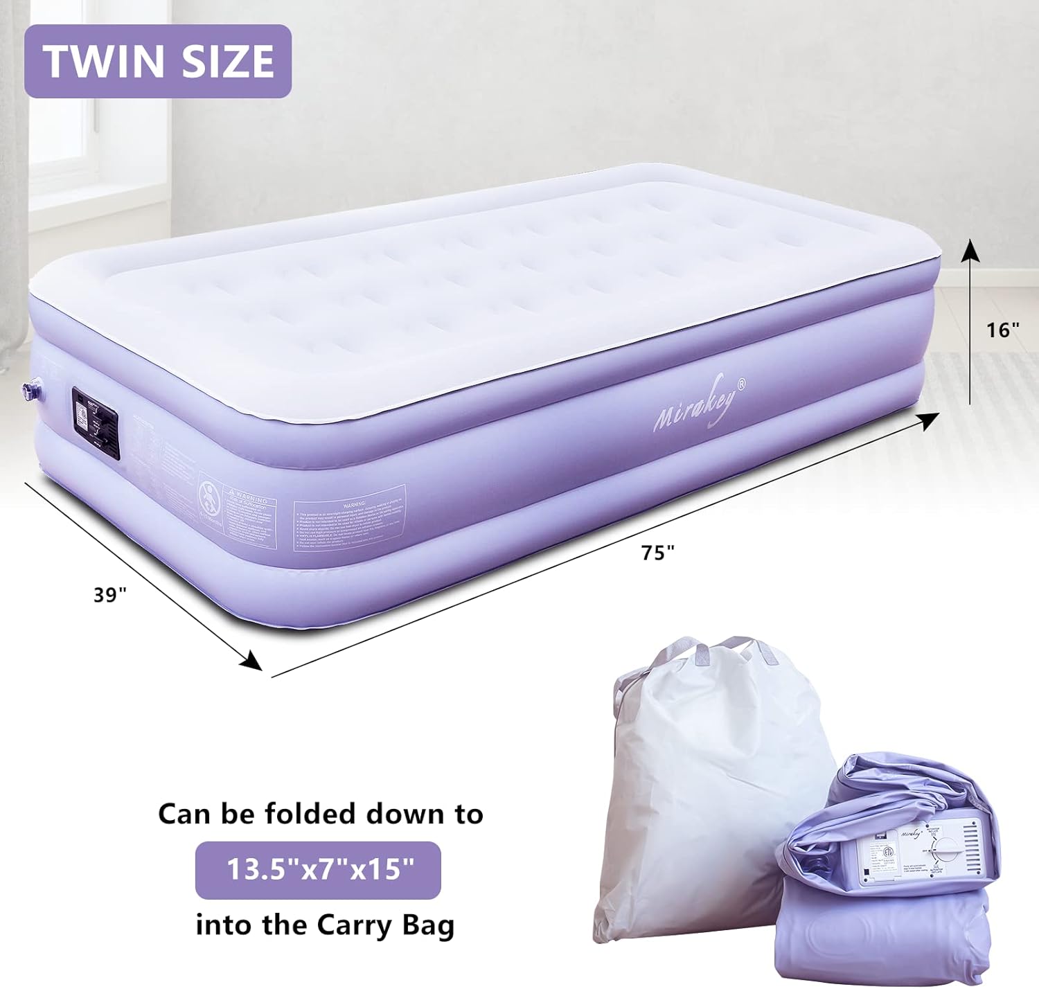 Light Blue Twin Air Mattress with Built in Pump, Pack of 2 J747