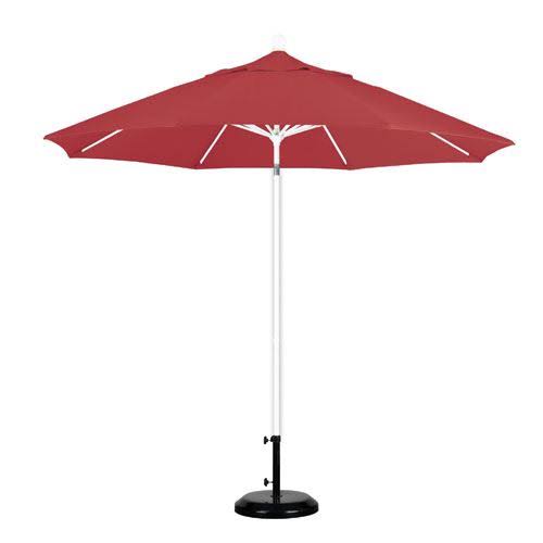 9 Feet Fiberglass Market Umbrella Pulley Open Matted White/Pacifica/Red R37234