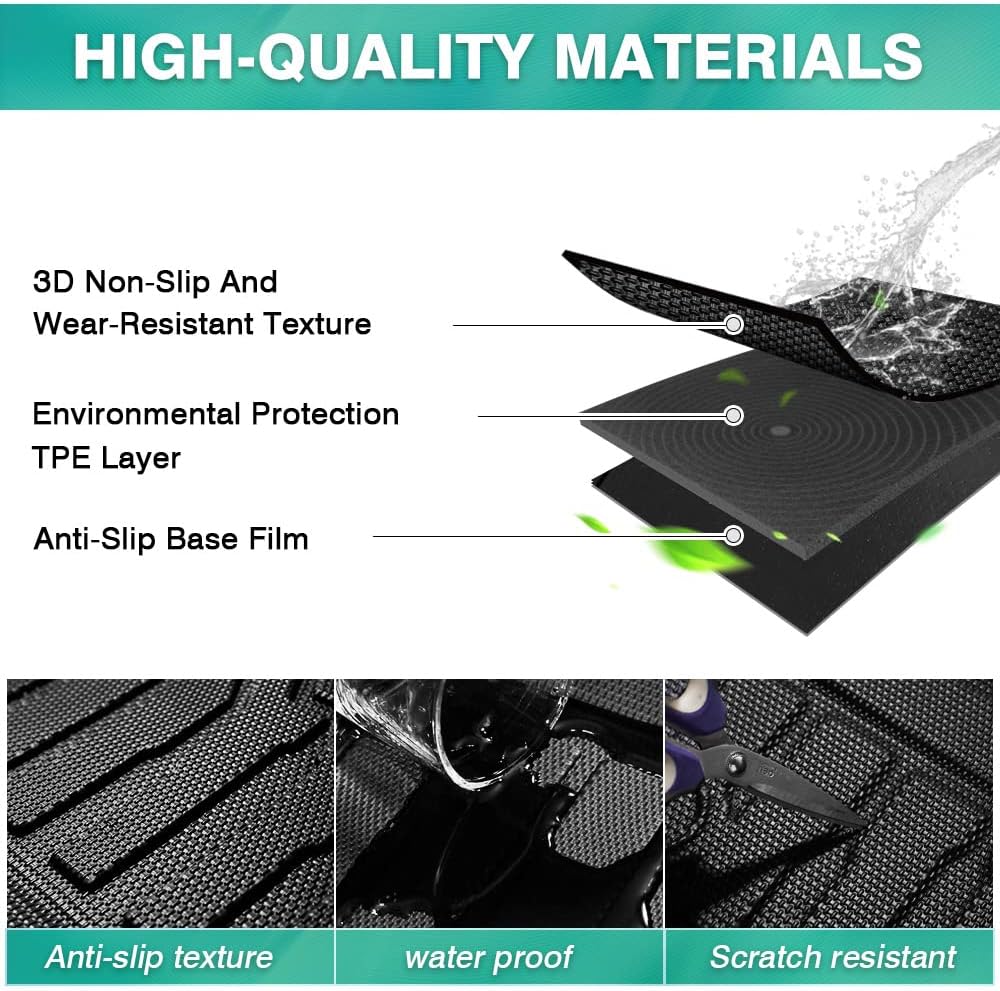 Cargo Liner for 2022 Kia Carnival Behind The 3rd Row Trunk Liner All Weather Rear Cargo Trunk Floor Mat Pack of 2 Q733