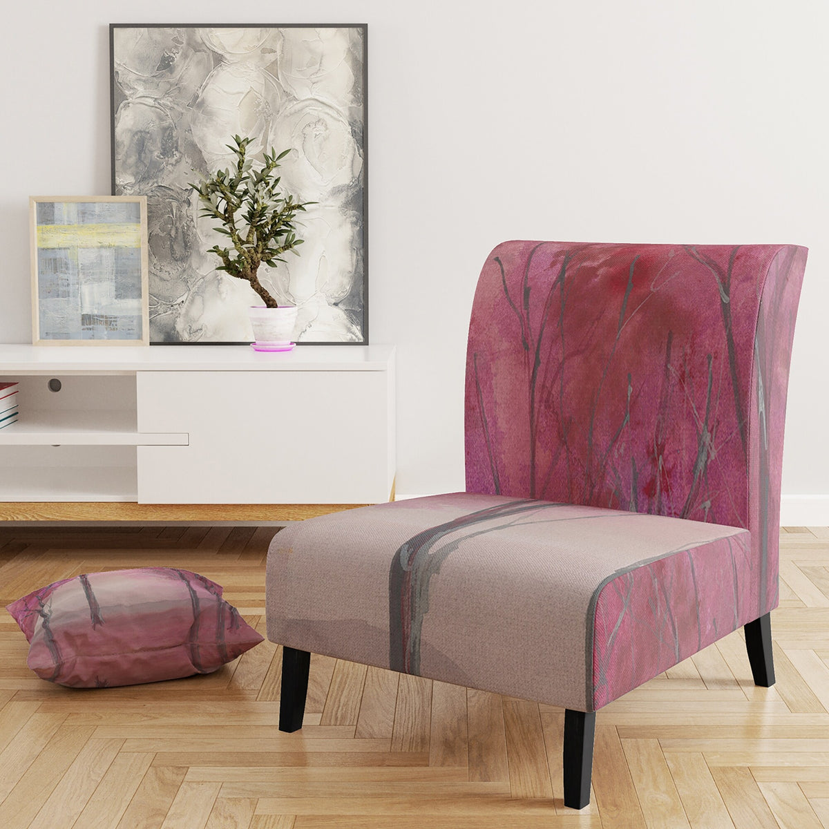 Pink Forest Upholstered Traditional Accent Chair V582