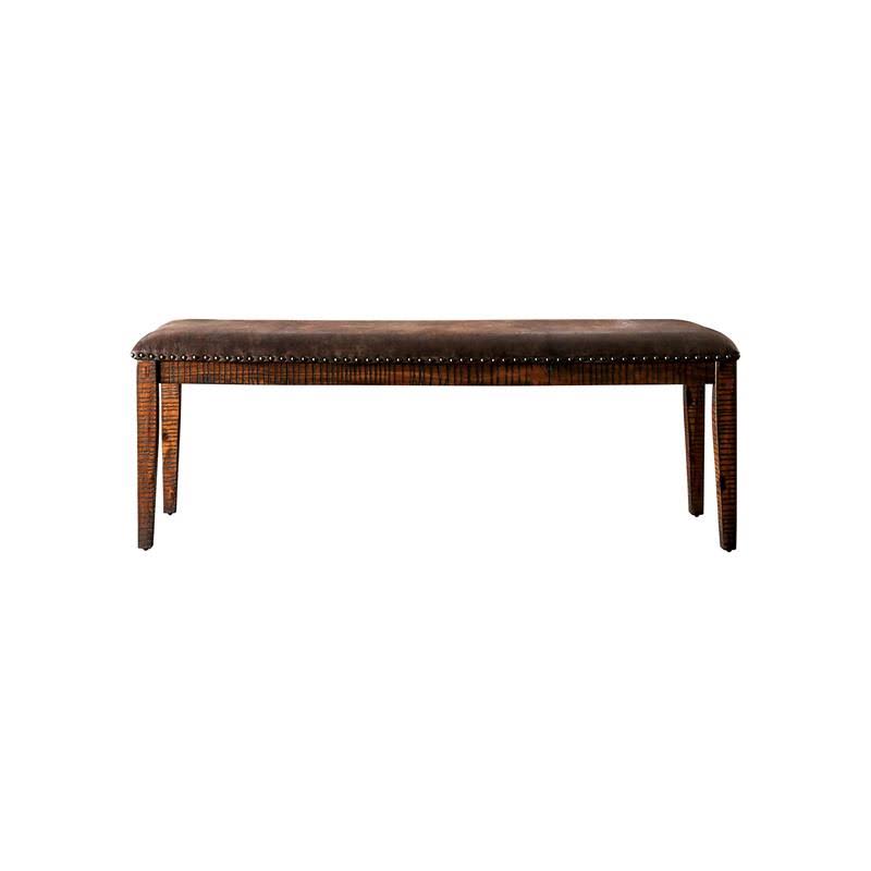 Solid Wood Nailhead Trim Bench in Dark Oak D60053