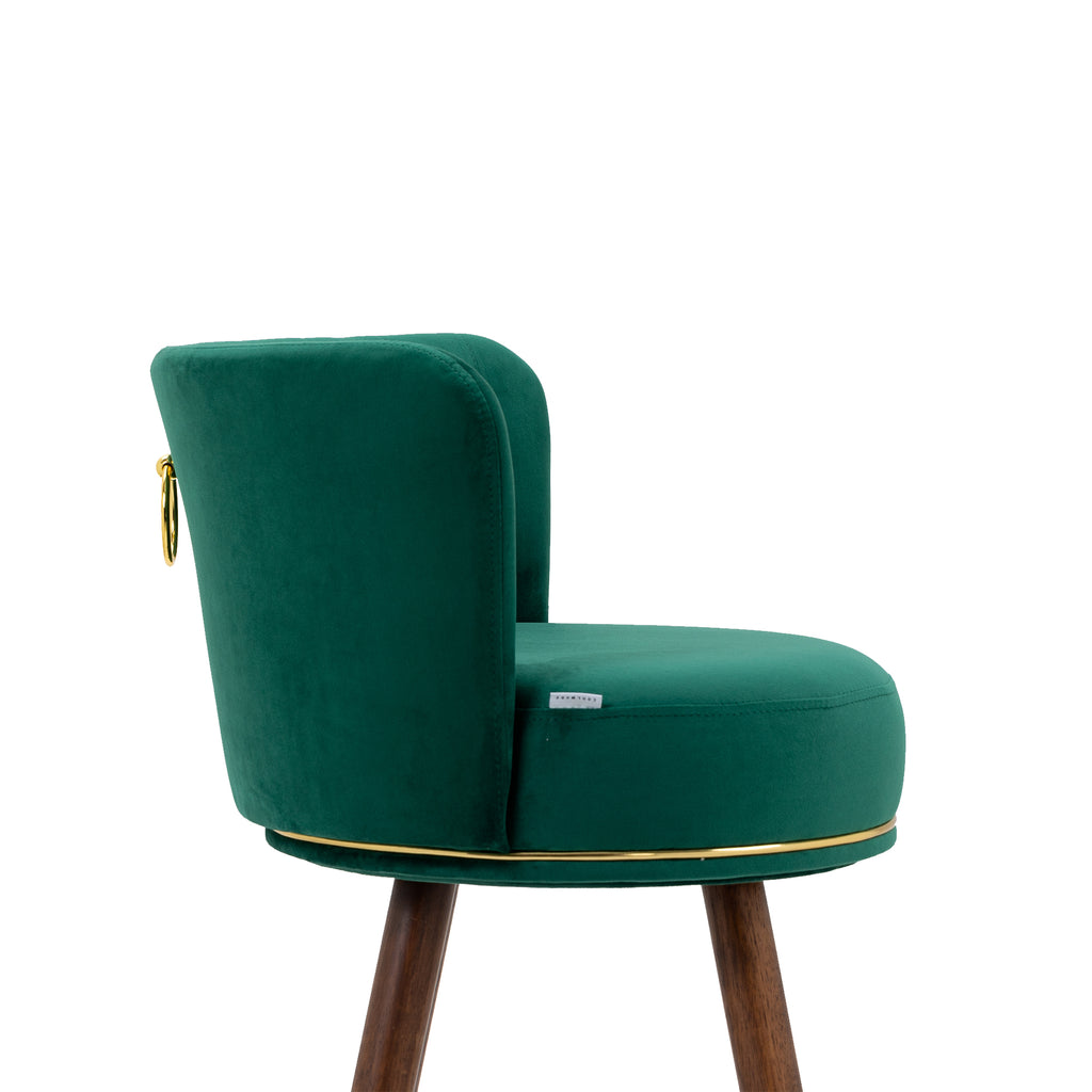 Emerald Velvet Swivel Bar Stools Set of 2 with Back Wood Legs Footrest Counter Height Armless Tall Stool N99234