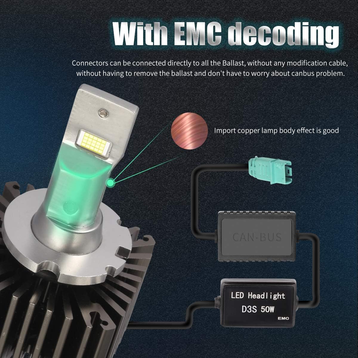 6000K White LED Headlight Bulb Conversion Kit Pack of 2 J482