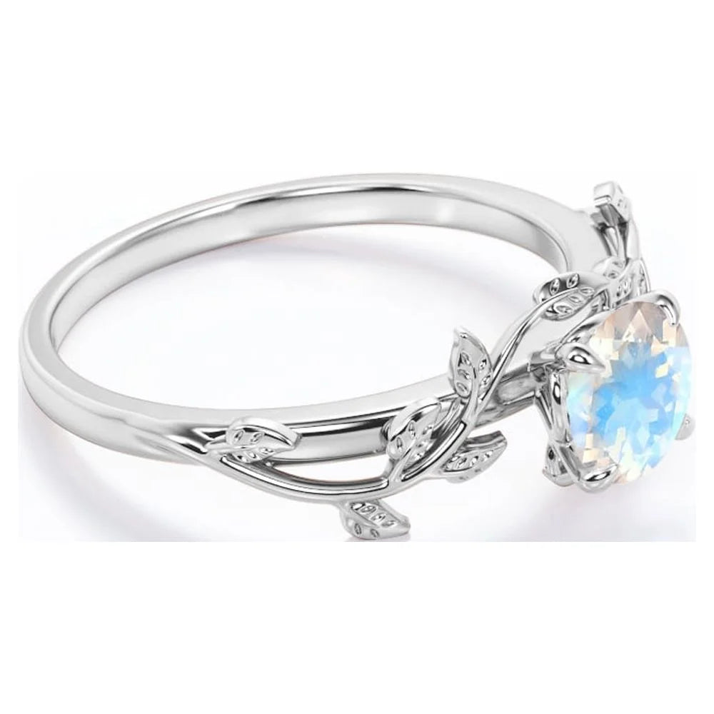 0.50 Carat Round Cut Rainbow Moonstone Engagement Ring U258