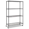 Silver Four-Shelf Wire Shelving Unit with Caster P762