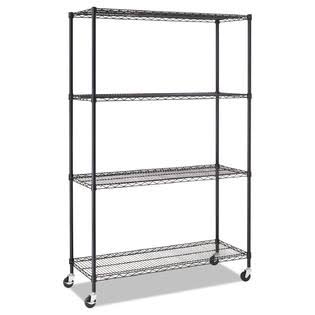 Silver Four-Shelf Wire Shelving Unit with Caster P762