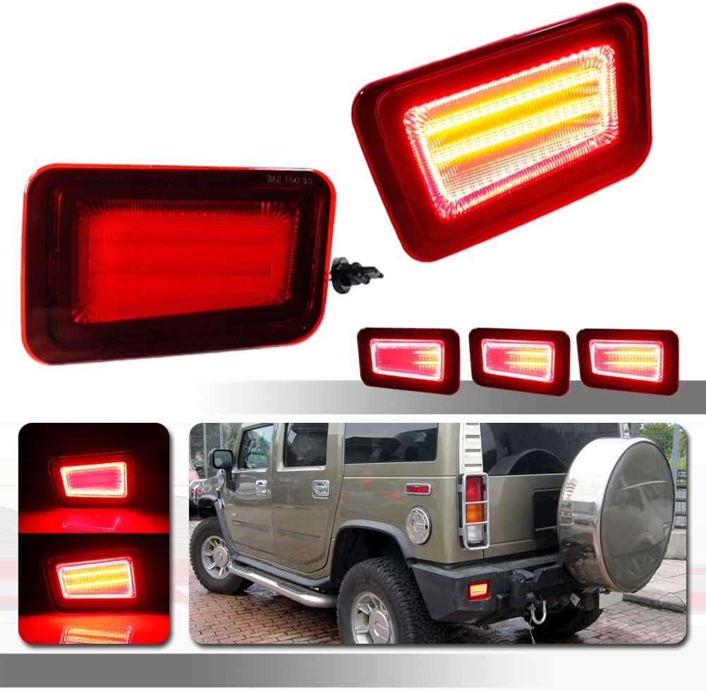 Red Lens Rear Bumper Reflectors Tail Light Housings Pack of 2 P3717