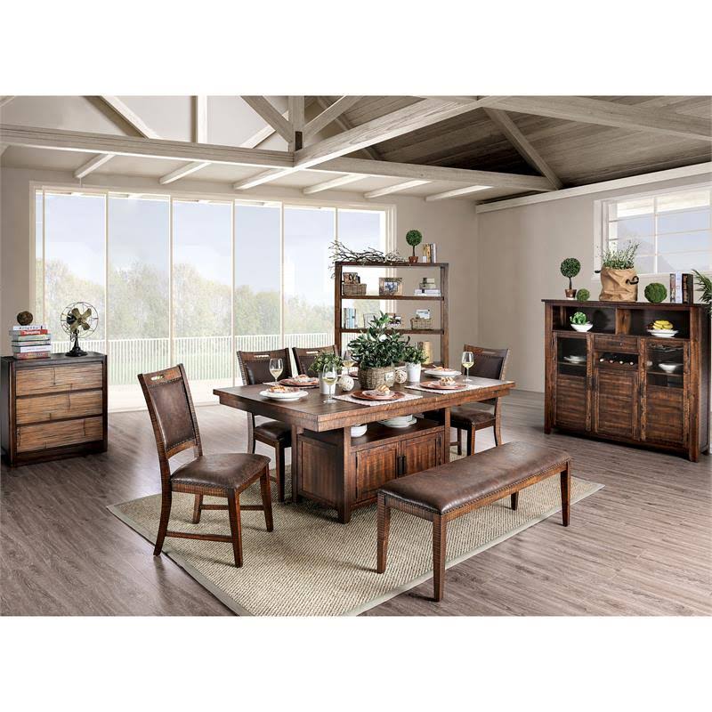 Solid Wood Nailhead Trim Bench in Dark Oak D60053