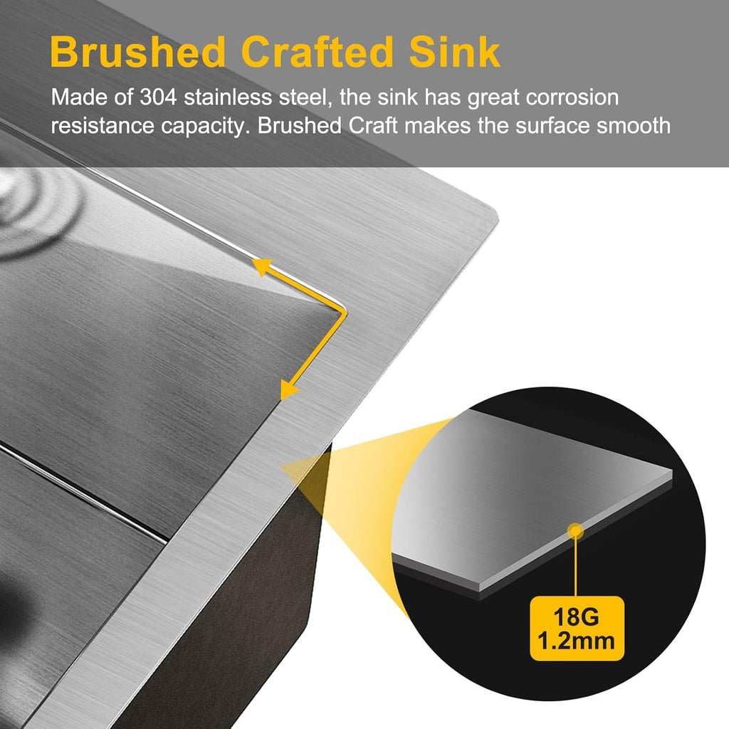 24-Inch Laundry Cabinet with Sink Grey Cabinet with Drawer Stainless Steel Sink Faucet Combo C73880