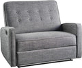 Grey Black Buttoned Fabric Reclining Loveseat F15642
