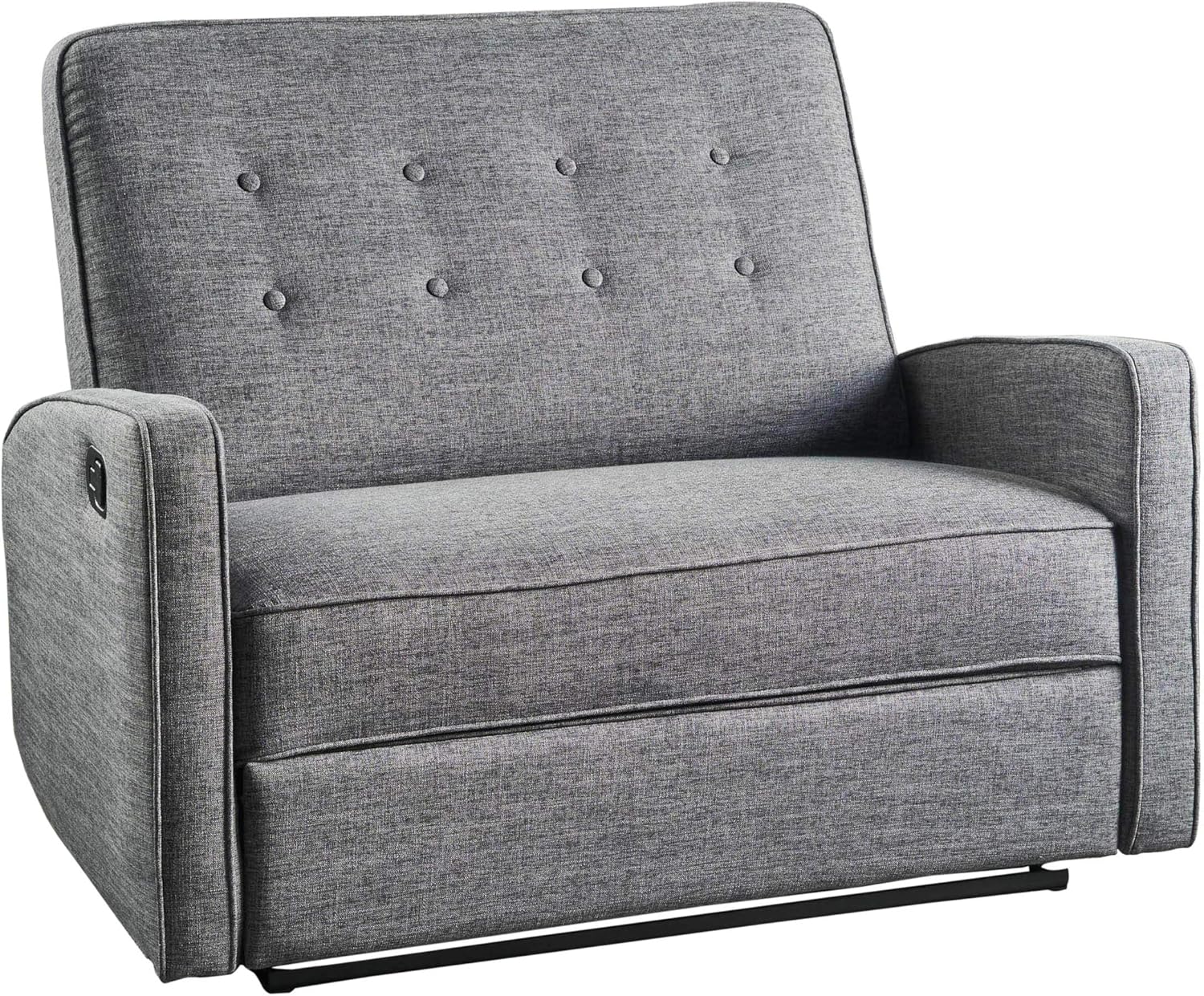 Grey Black Buttoned Fabric Reclining Loveseat F15642