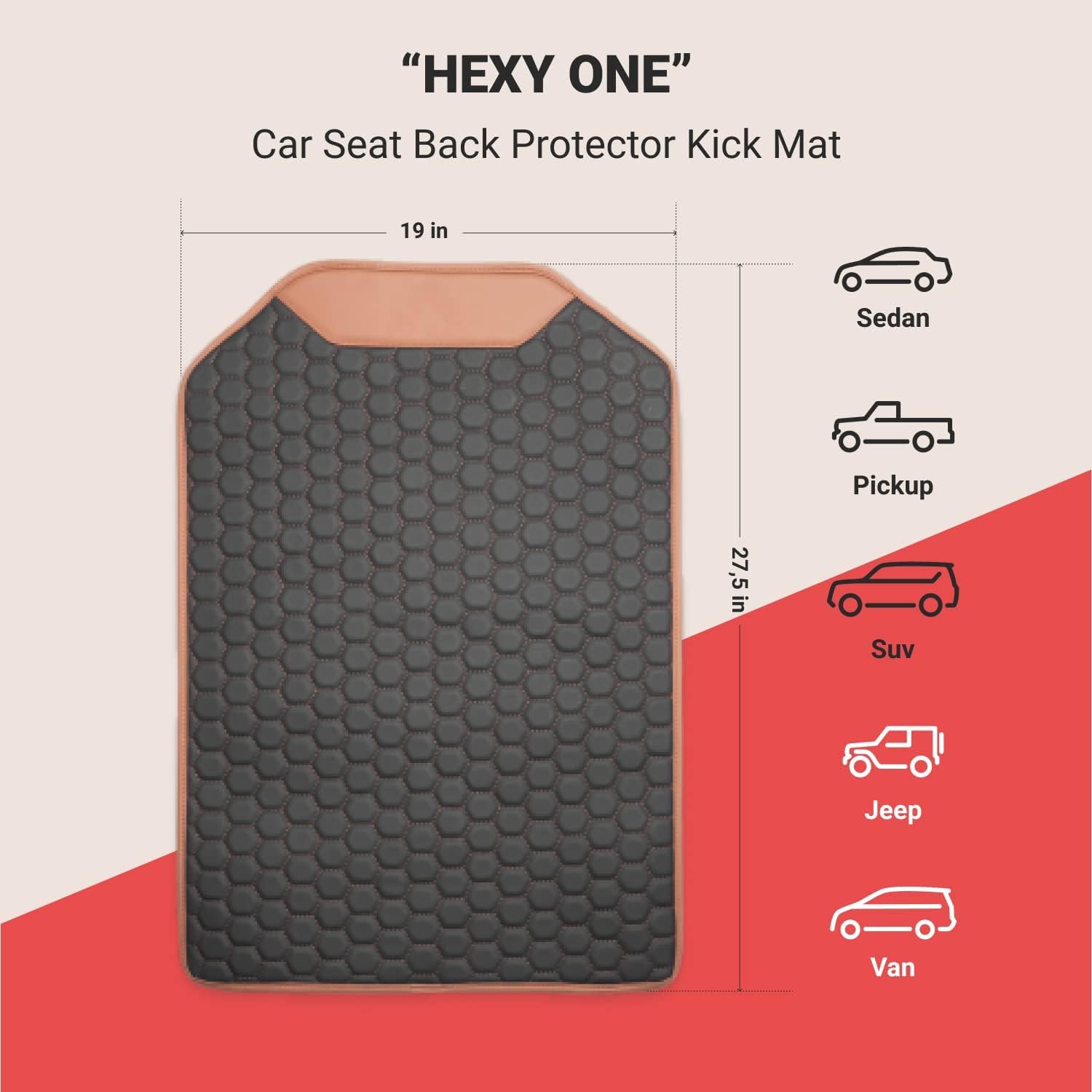 Black Brown Tan Car Seat Kick Mat Pack of 2 T539