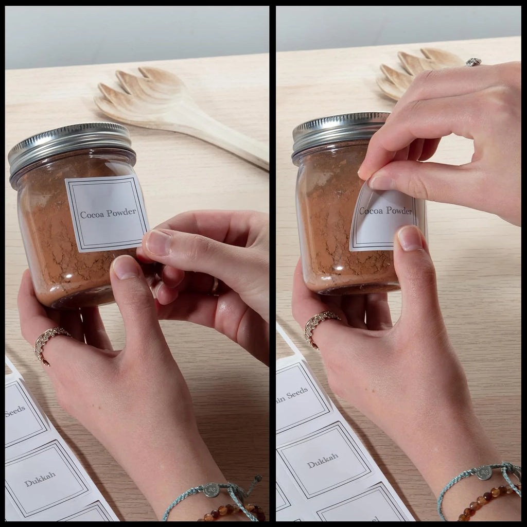 Adjustable Glass Spice Jars Set of 24 with 240 Preprinted Labels D26327