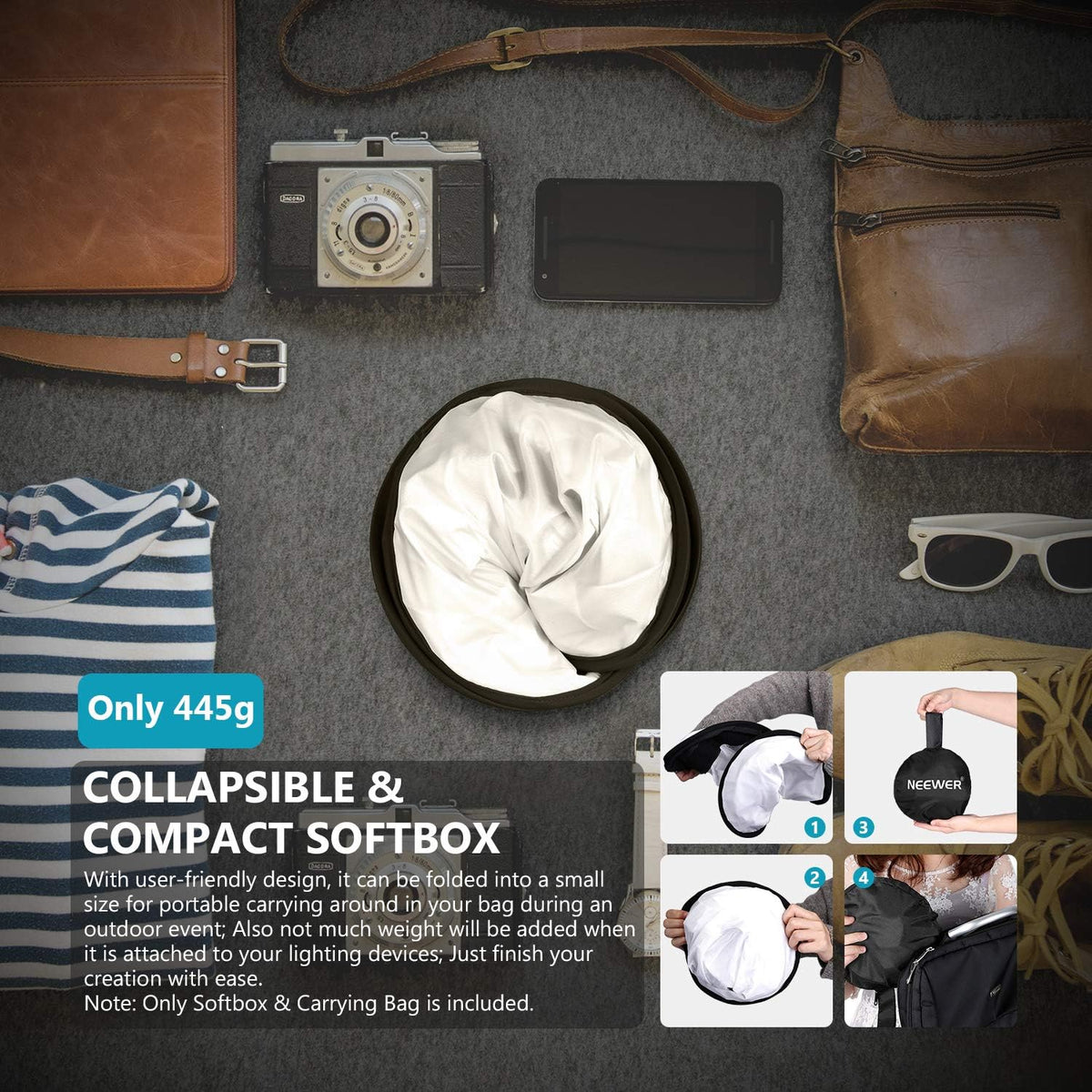 Collapsible Softbox Diffuser with Carry Bag for Photo Studio Portrait Video Shooting H560