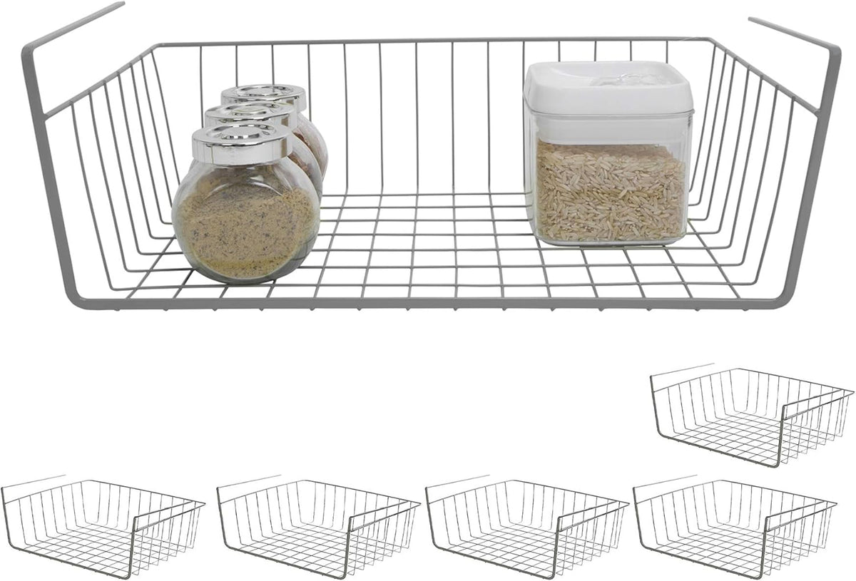 Undershelf Storage Basket Set of 6 Steel Wire Bronze Y849102