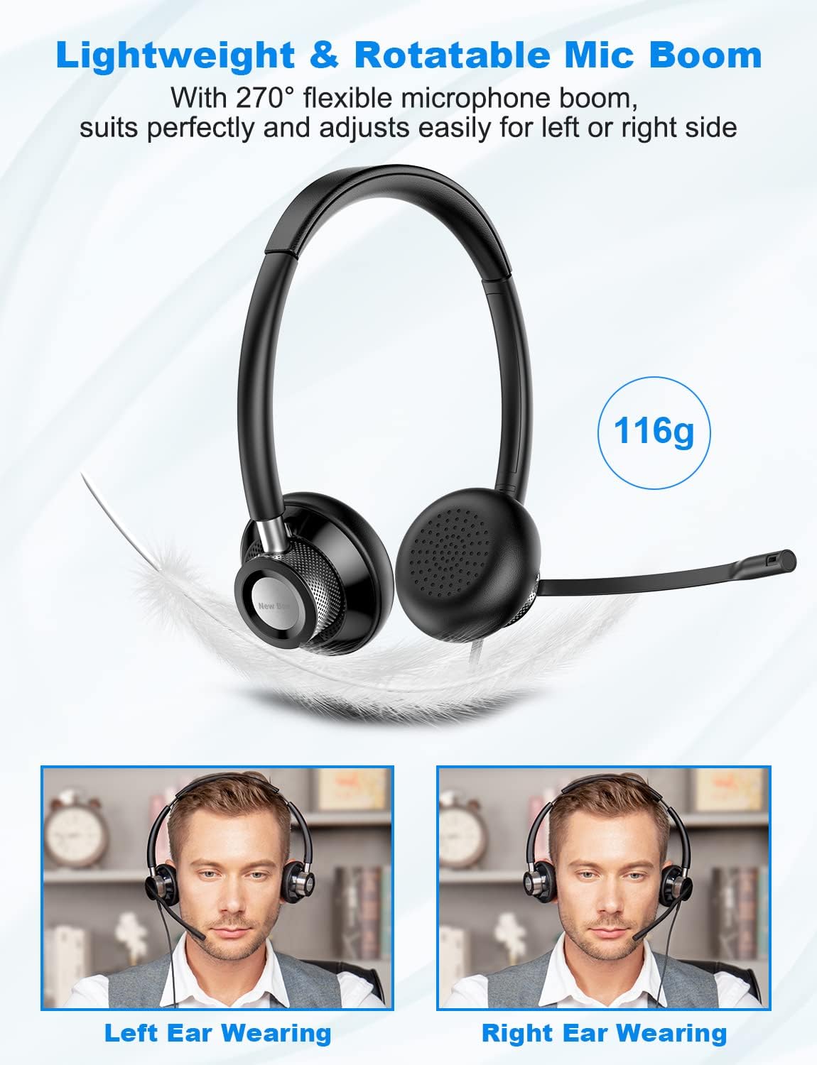 USB Headset with Microphone, Wired, Pack of 2 S856428