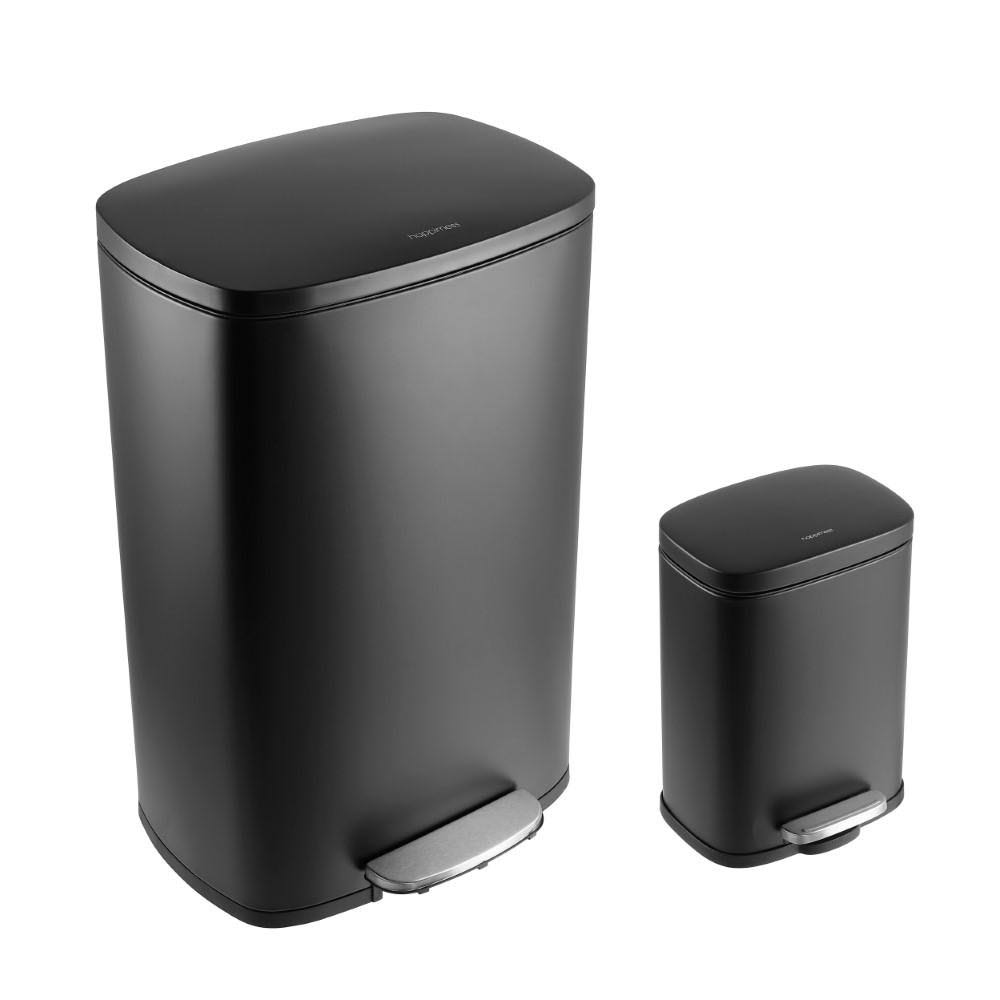 Rectangular 13-Gallon Stainless Steel Trash Can with Soft-Close Lid Z6786