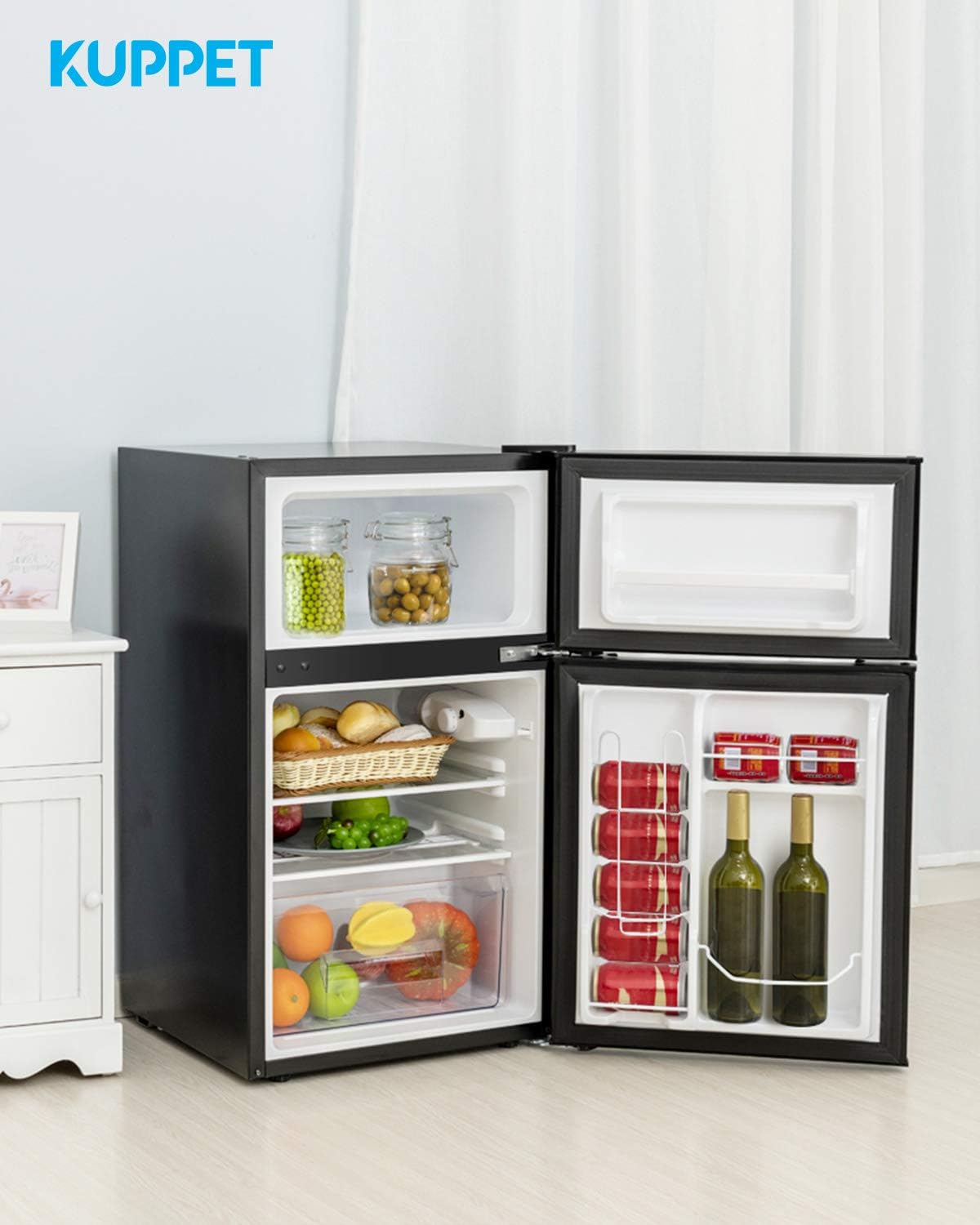 Black Double Door Mini Refrigerator 3.2 Cu.Ft C402