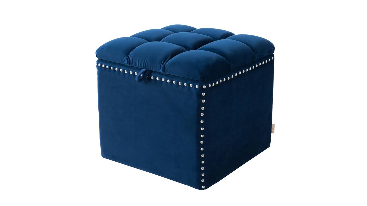Navy Blue Storage Ottoman X37619