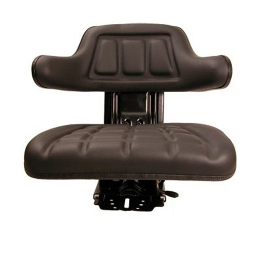 Black Universal Tractor Seat with Full Suspension and Adjustable Angle Base F850