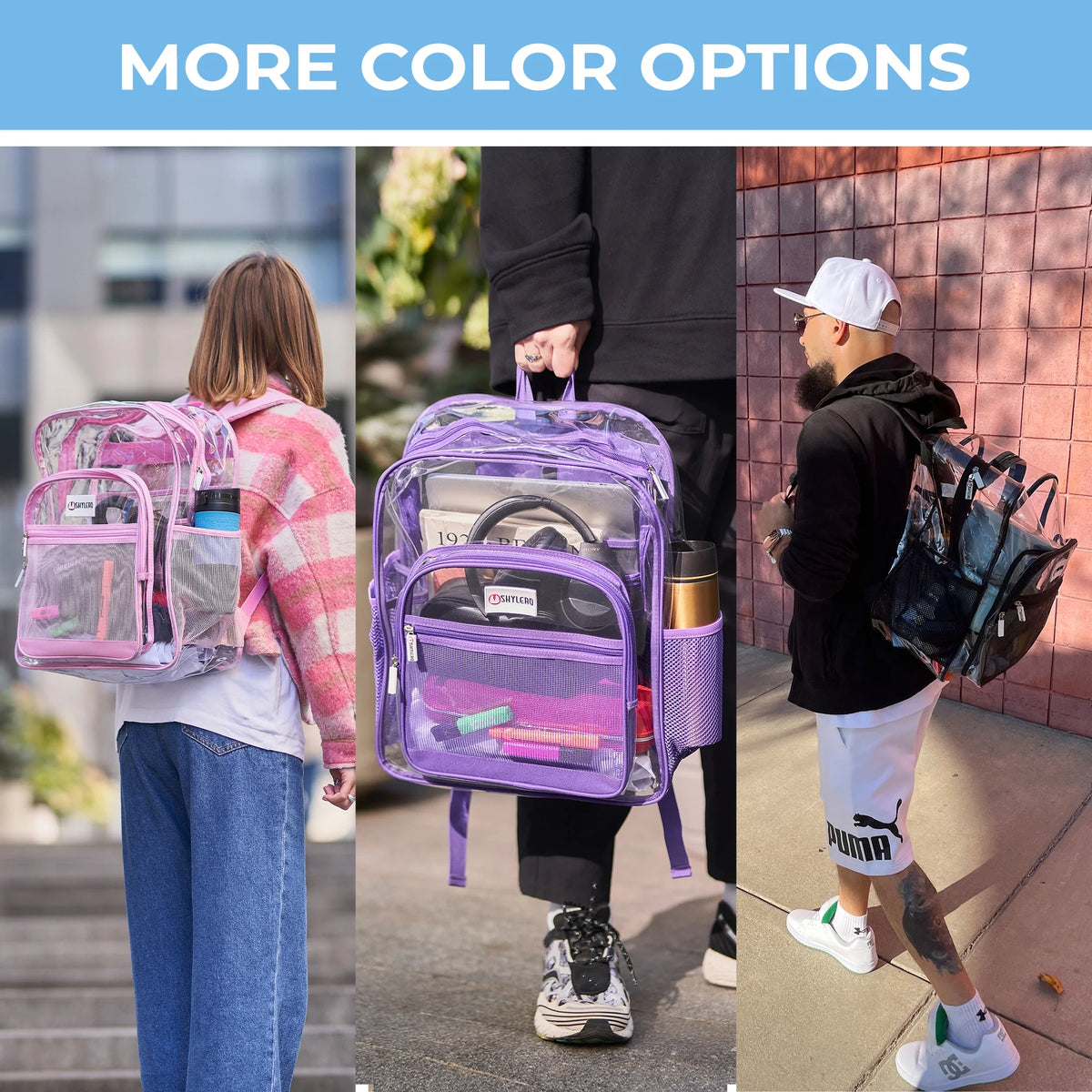 Transparent PVC Clear Backpack XL (32 L) with TSA Lock A623