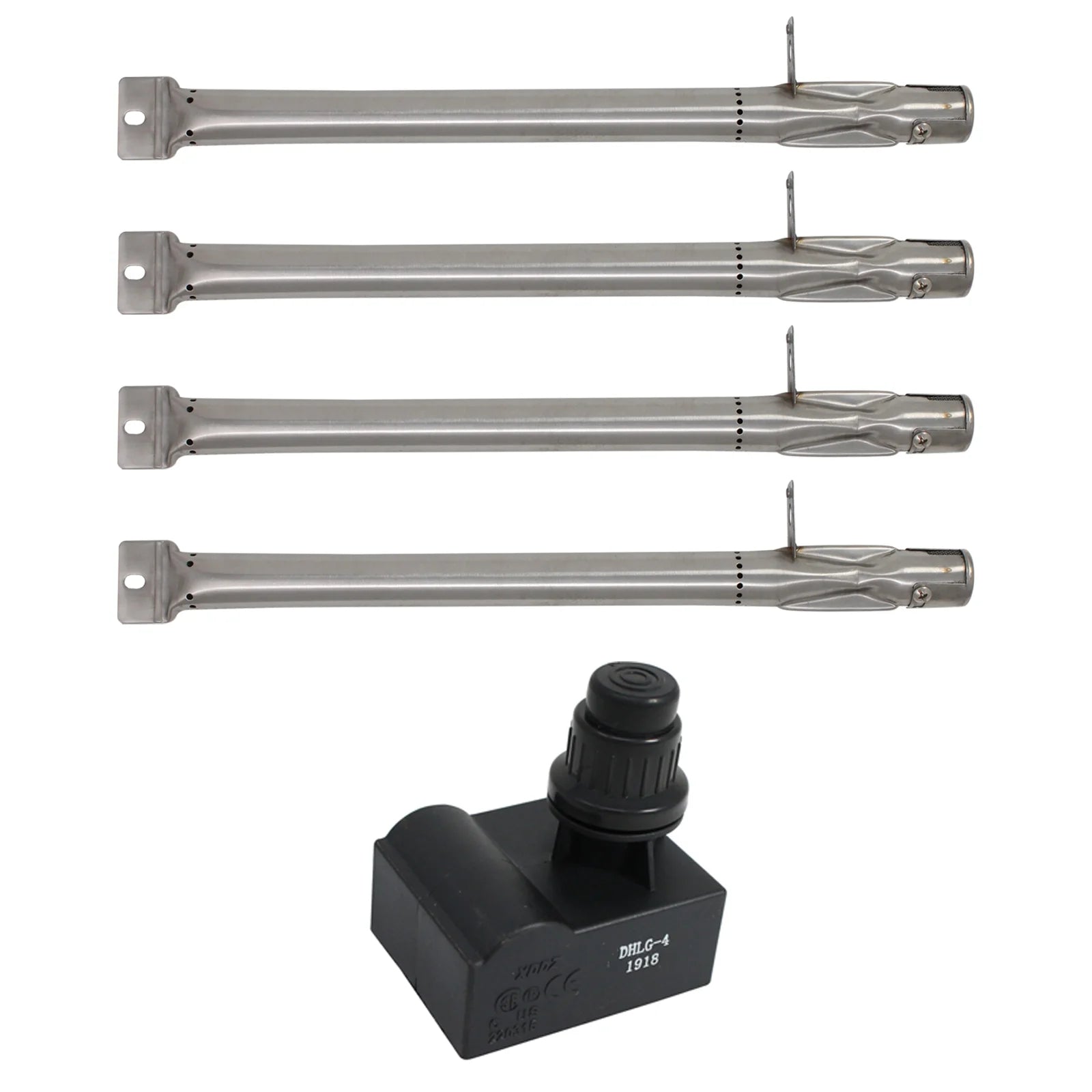 4 BBQ Gas Grill Tube Burner & 1 4-Outlet Spark Generator Ignitor Replacement Parts I45764