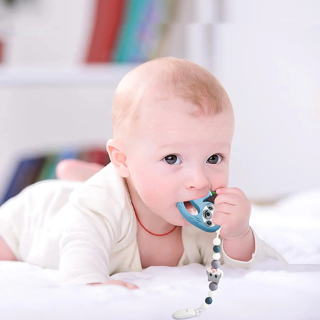 Silicone Baby Teething Toys with Pacifier Clip Holder Set L259