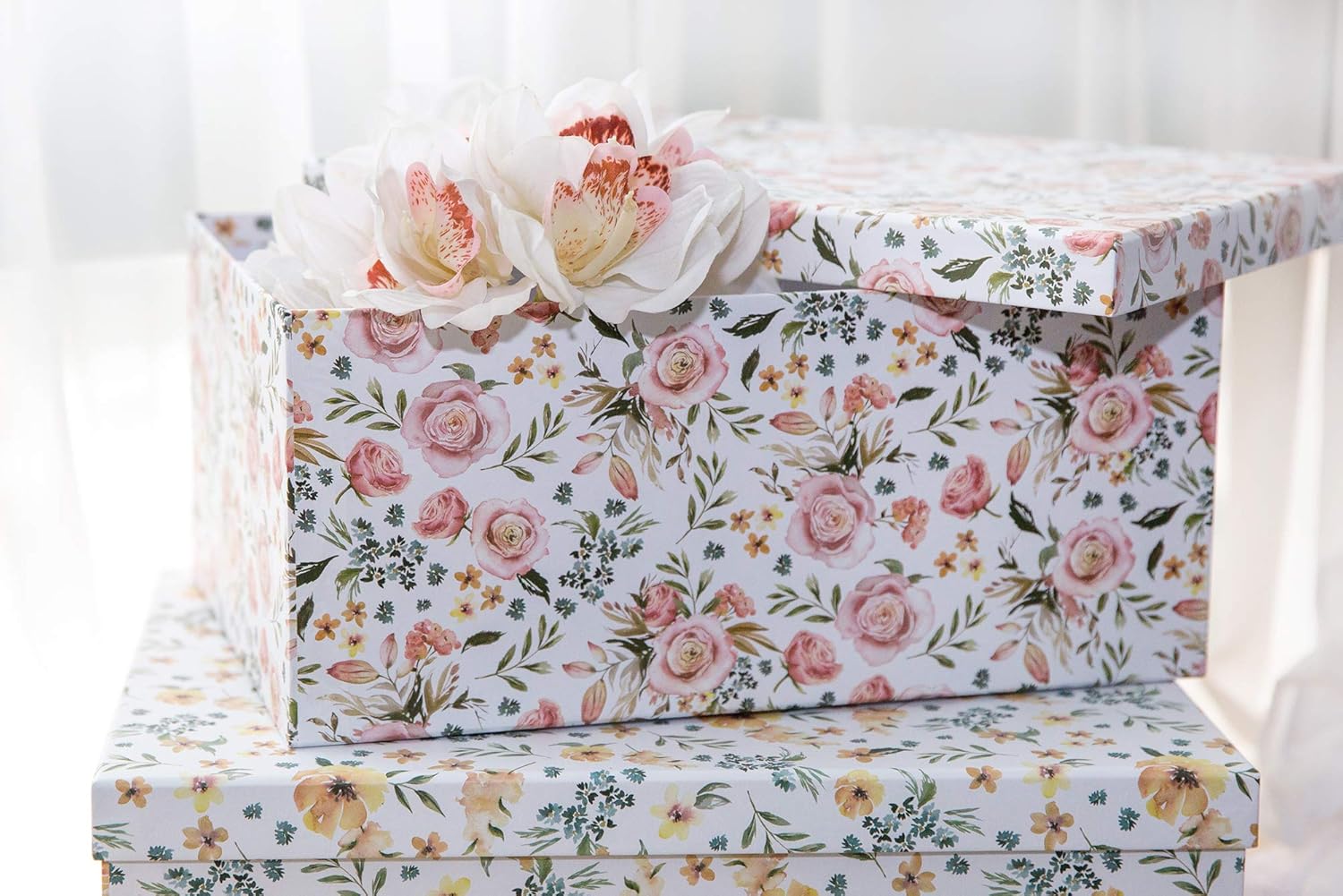 Summer Bouquet Set of 3 Paperboard Nesting Boxes Q665